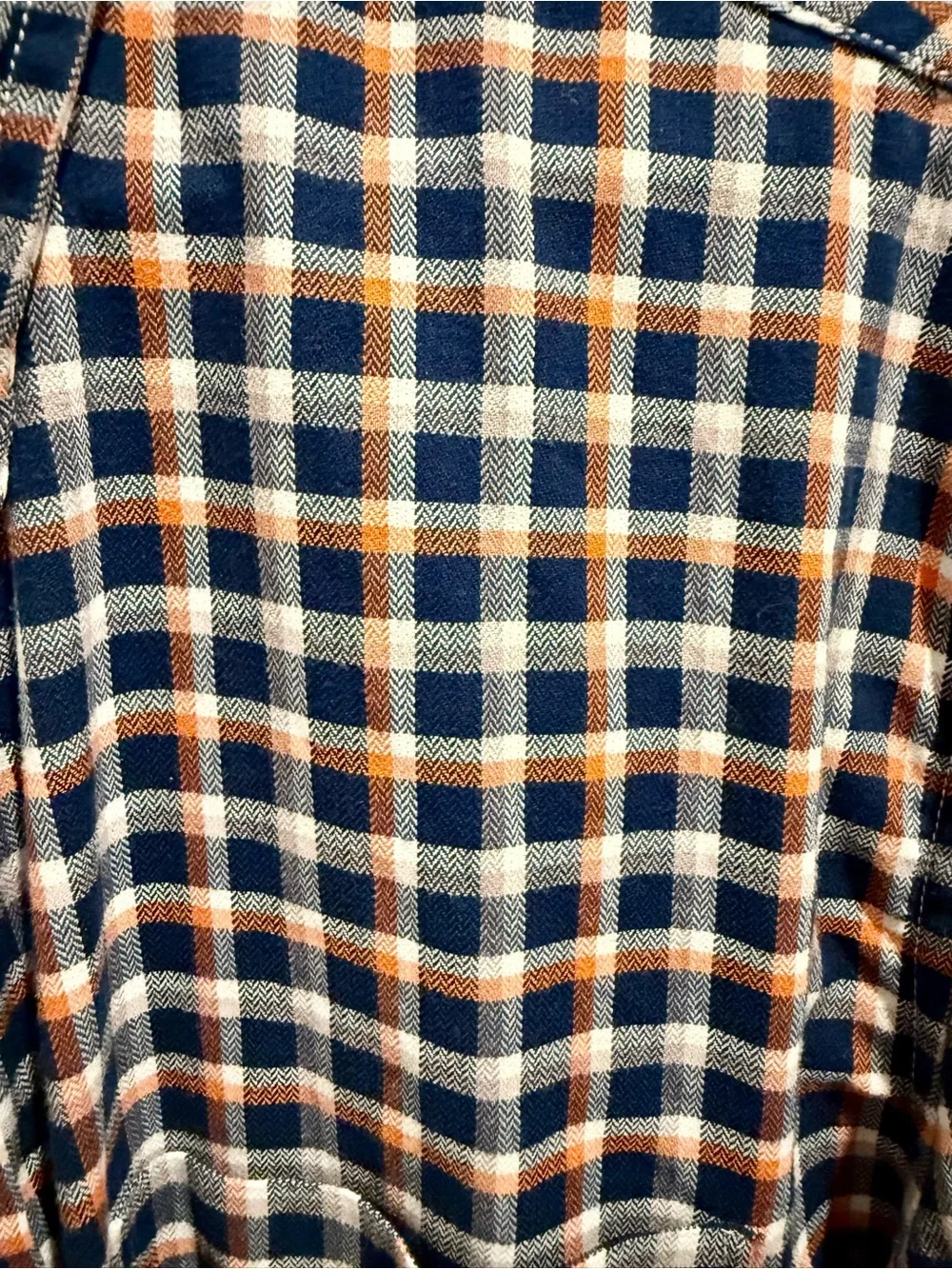 Banana Republic Men's Blue & Orange Plaid Button-Down Flannel Shirt